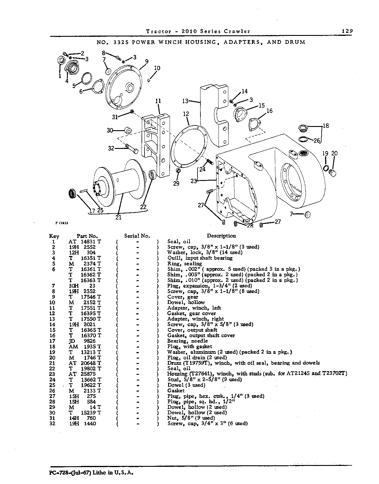 Filter, oil - power winch (Continued)