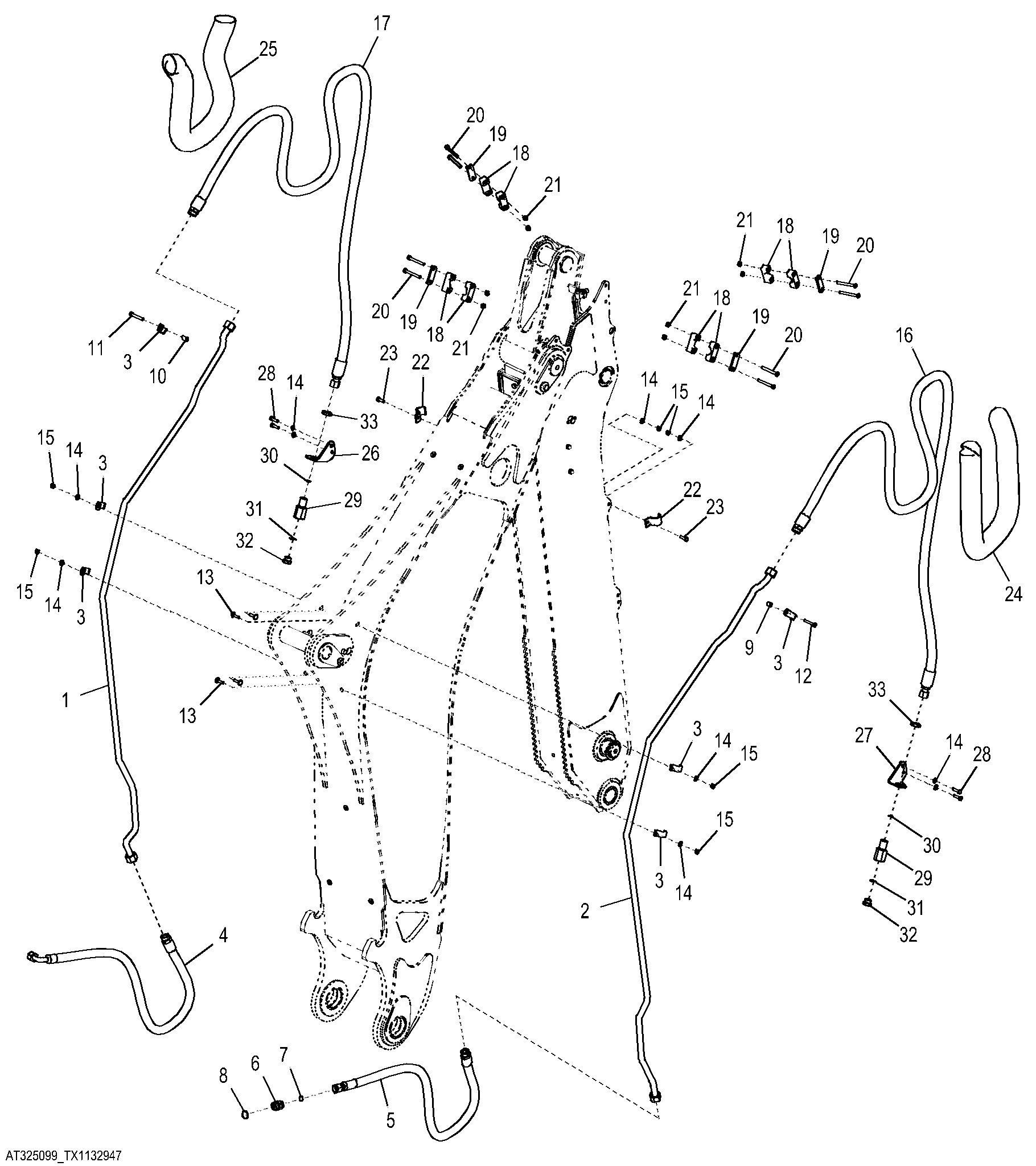 Auxiliary Equipment Hydraulic Hoses and Oil Lines (Extendable Dipperstick)