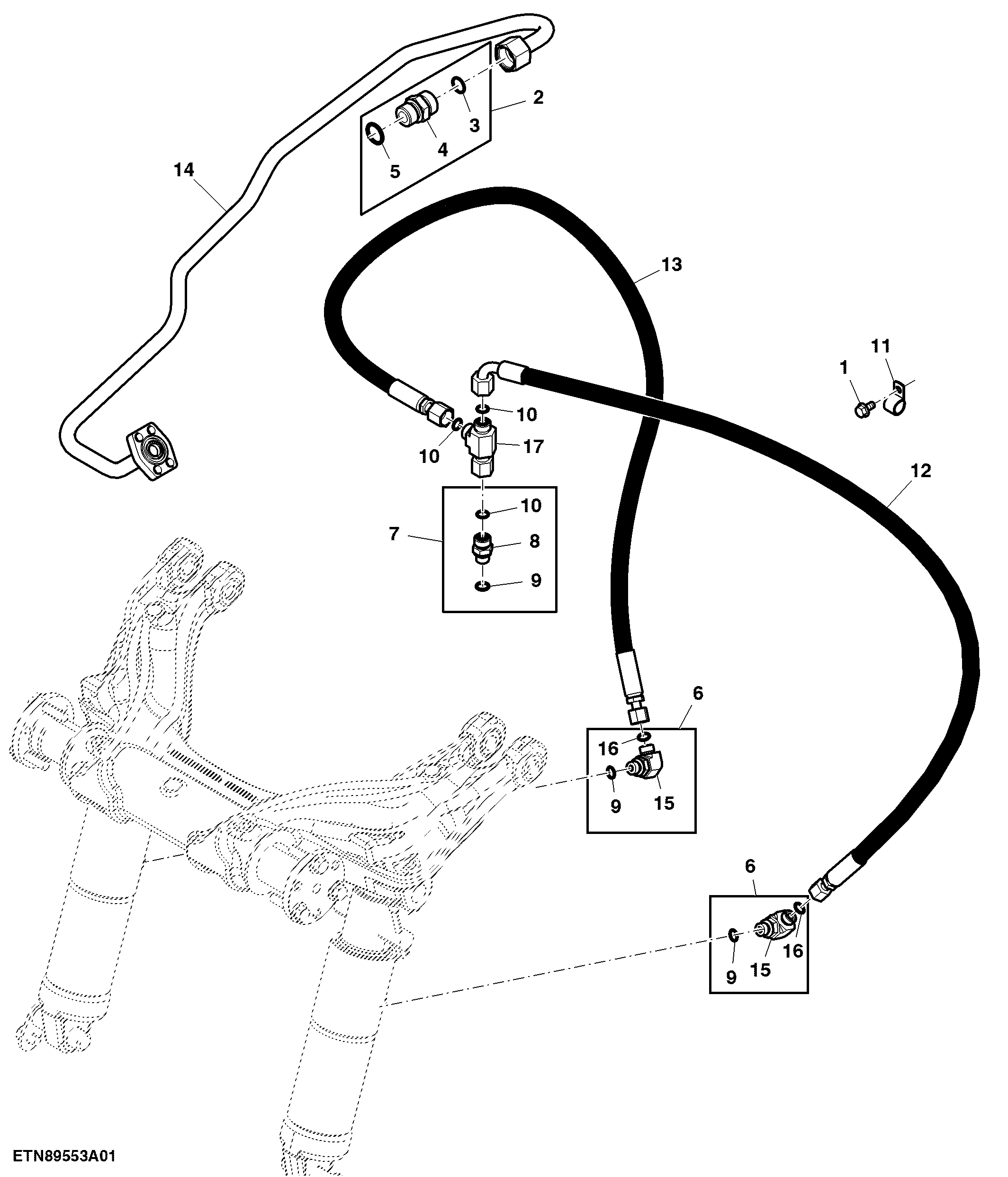 Oil Line, Electro-Hydraulic Hitch Valve, W/ HTB