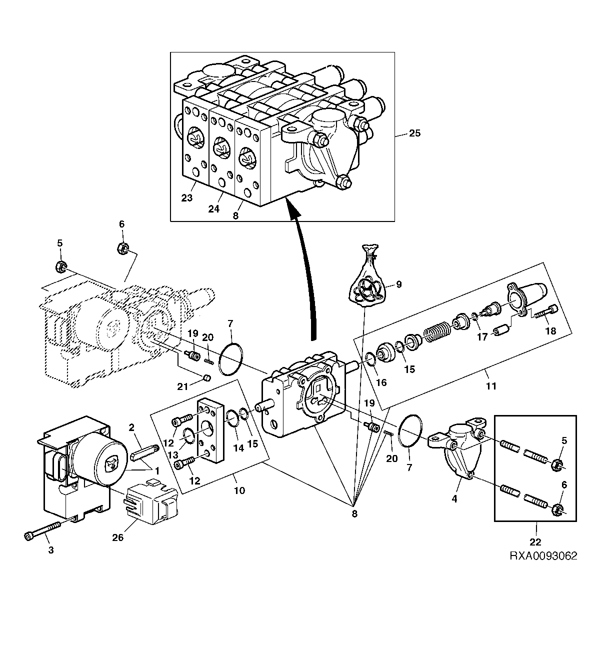 ELECTRONICALLY OPERATED CONTROL VALVE (ECV), R.H. / CENTER CAB