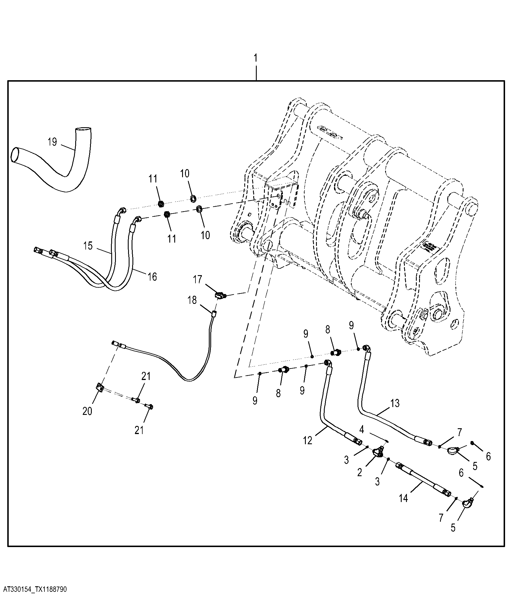Cable Reinforced Hi-Vis Coupler Hydraulic Lines Kit (Z-Bar)