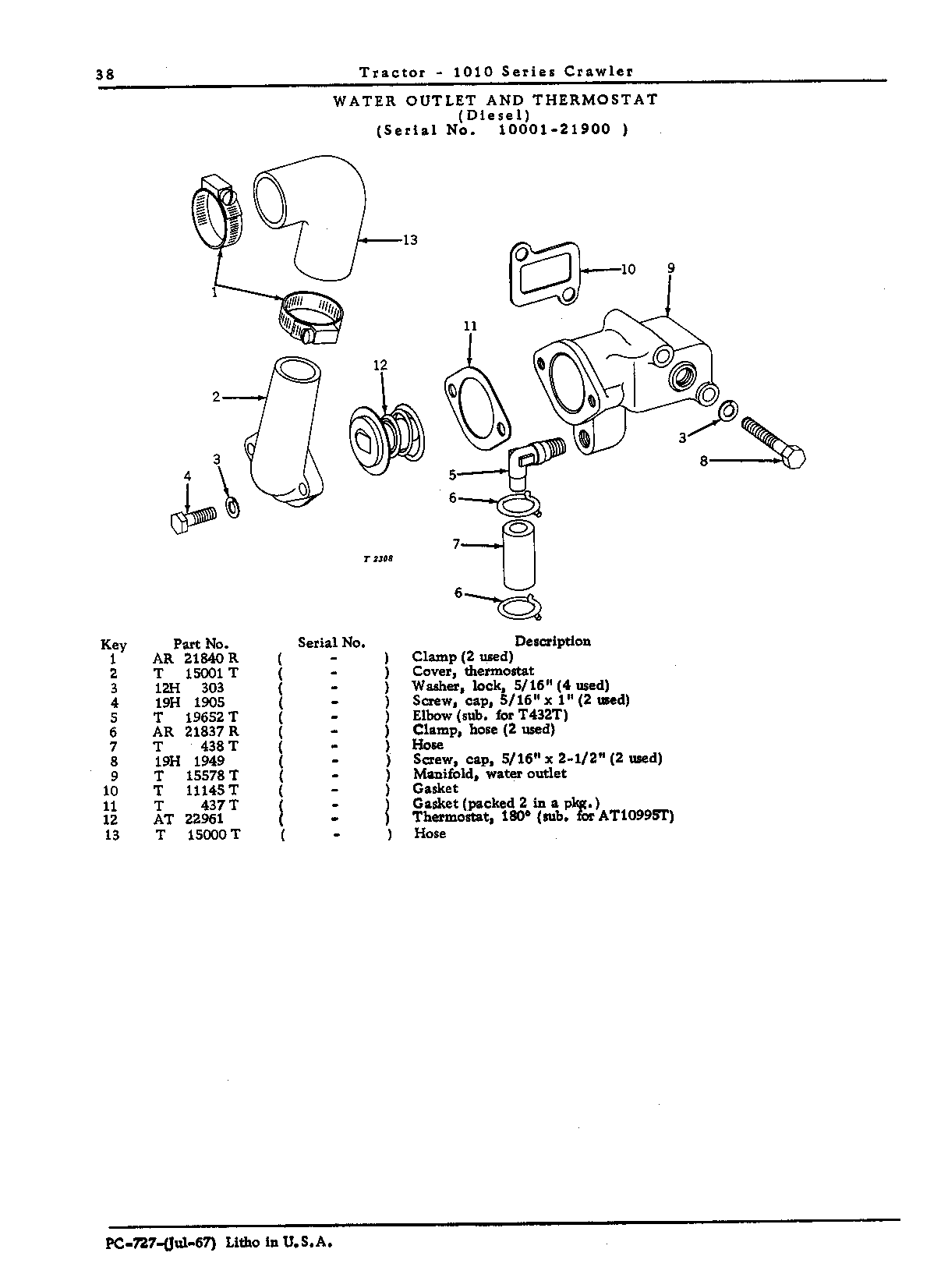 Manifold, outlet, water - diesel