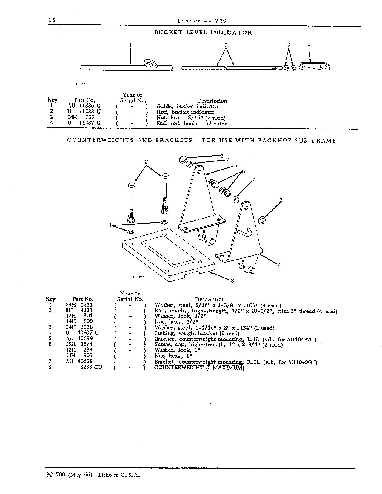 Brackets, counterweight: For backhoe sub-frame