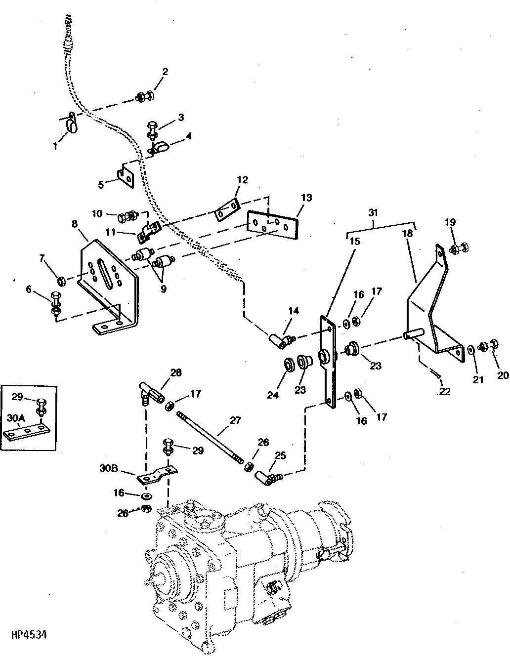 HYDROSTATIC DRIVE CONTROL CABLE MOUNTING (SUNDSTRAND)