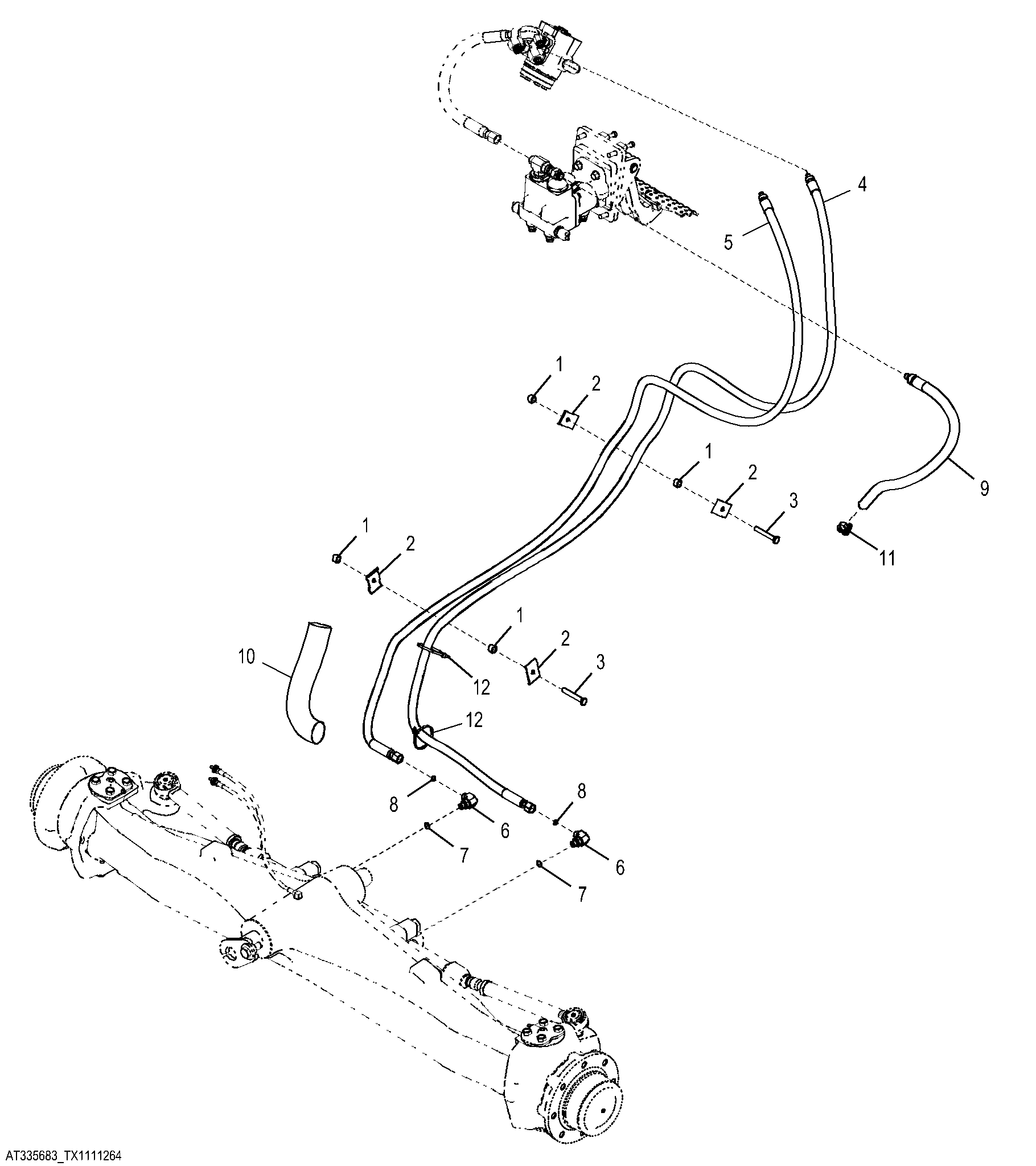 Steering Hydraulics without MFWD (Engine 4045HT054, 4045HL288)
