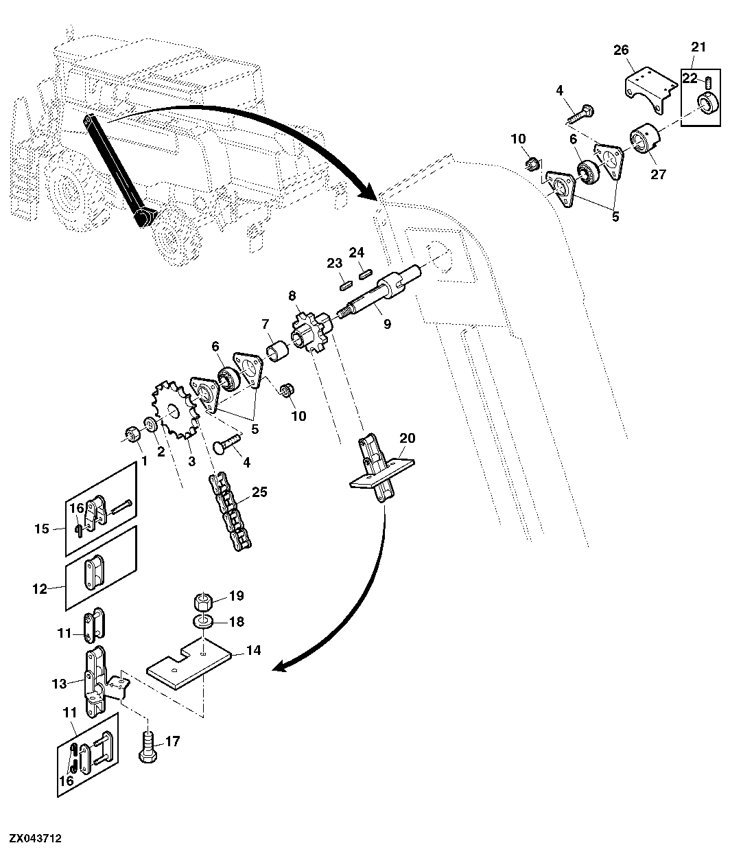 Chain, Sprockets and Bearings For Tailings Elevator