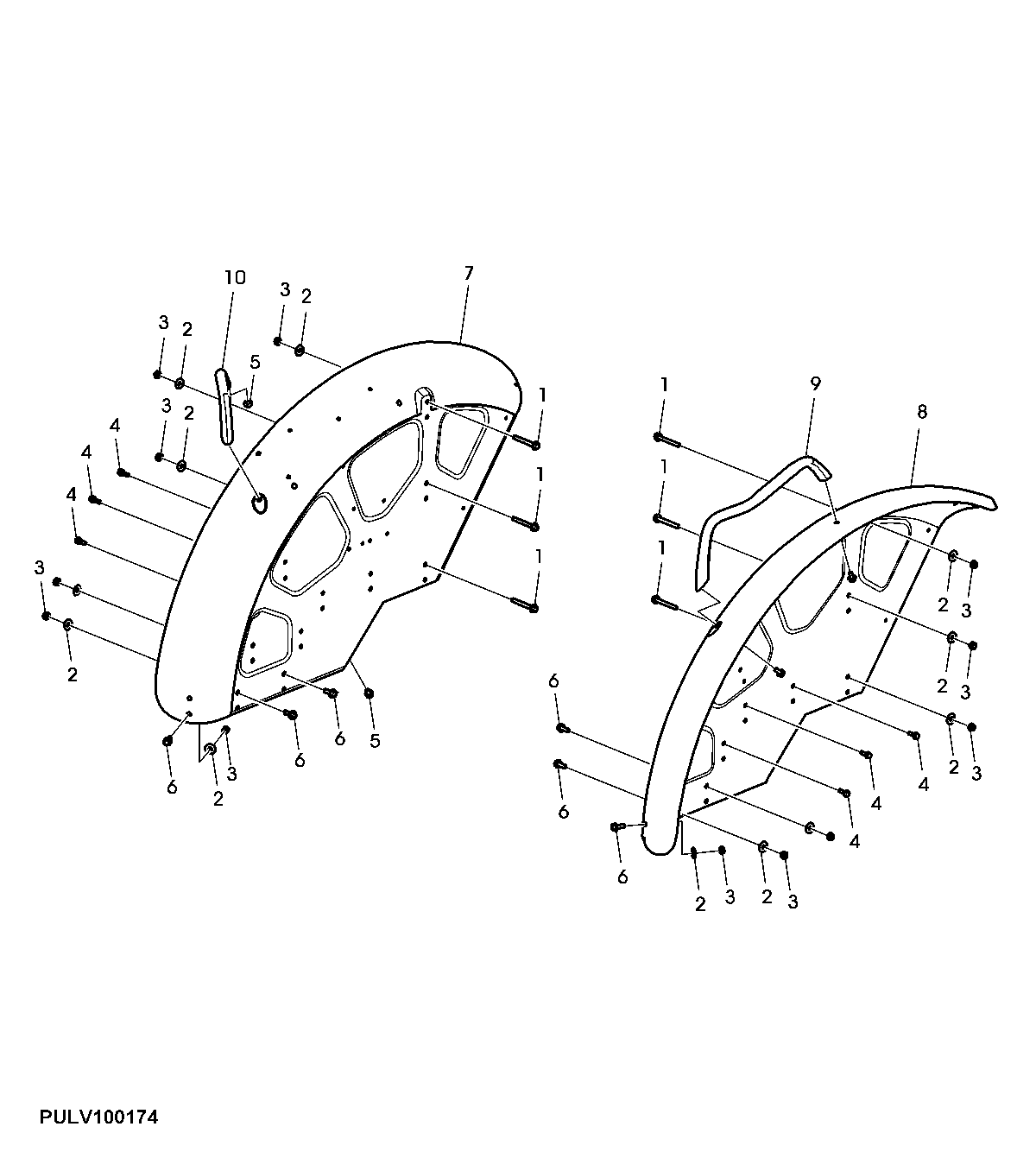 REAR FENDER, LOW/HIGH POSITION, OPEN OPERATOR'S STATION