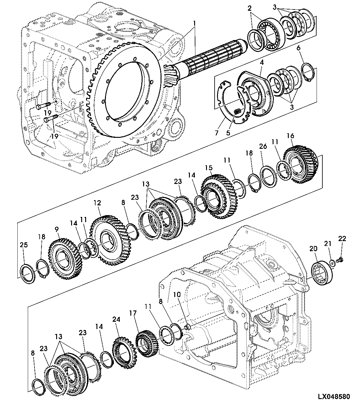 Diff. Drive Shaft/Ring Gear, 4-Range Transm. (11/49 Gearing)