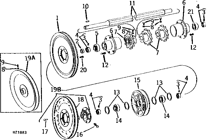 FEEDER HOUSE FIXED BELT DRIVE UPPER SHAFT AND SHEAVES