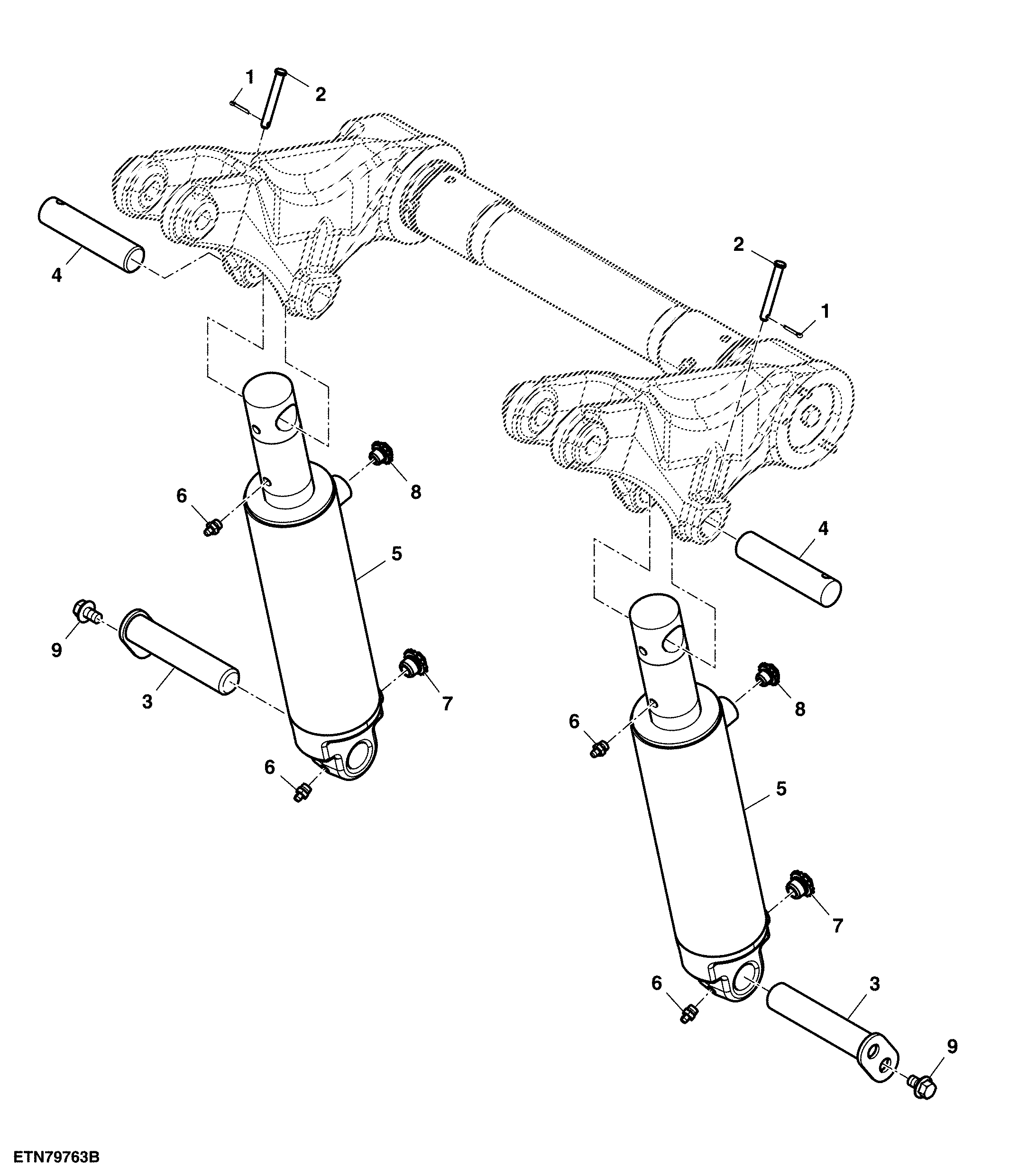 Rockshaft Hydraulic Cylinder, 80 mm Hitch Lift