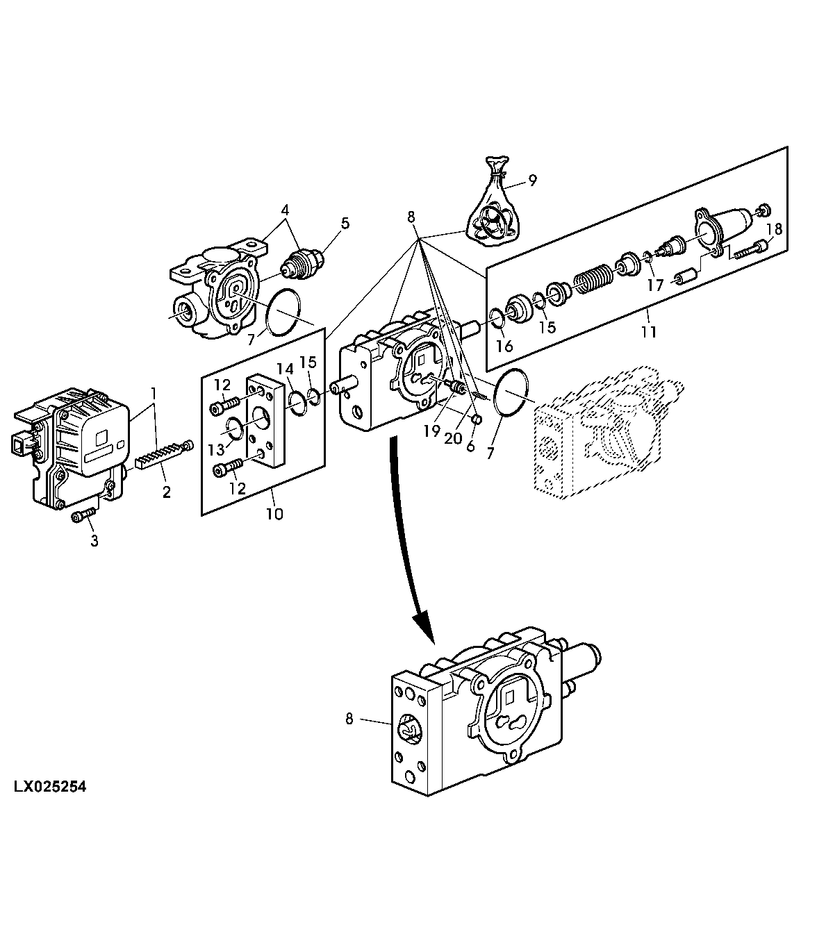 ELECTRONICALLY OPERATED CONTROL VALVE (ECV), R.H. / CENTER CAB