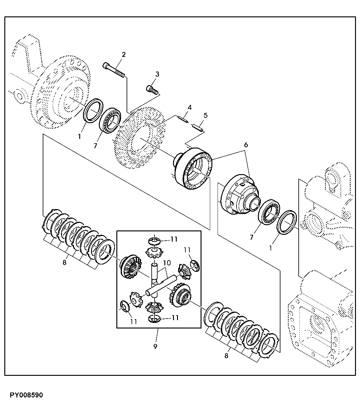 MULTIPLE DISK SELF-LOCK. DIFFERENTIAL, MFWD-AXLE (740 WITH OR WITHOUT TLS)
