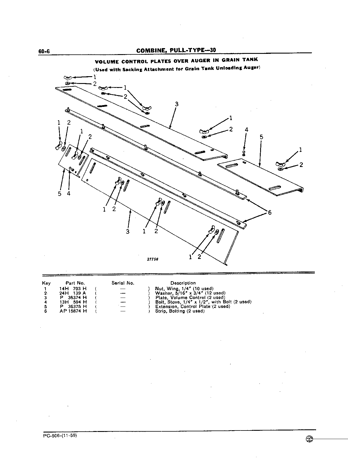 Volume Control Plates Over Auger in Grain Tank (Used with Sacking Attachment for