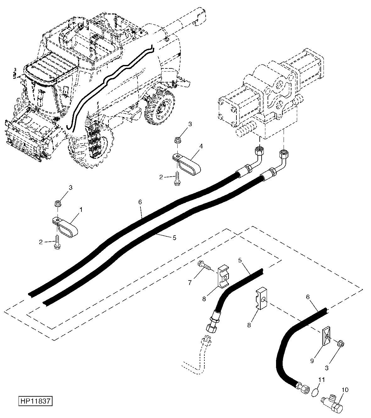 Leveling Cylinder Hoses (Sidehill) 9550SH (695701 - )