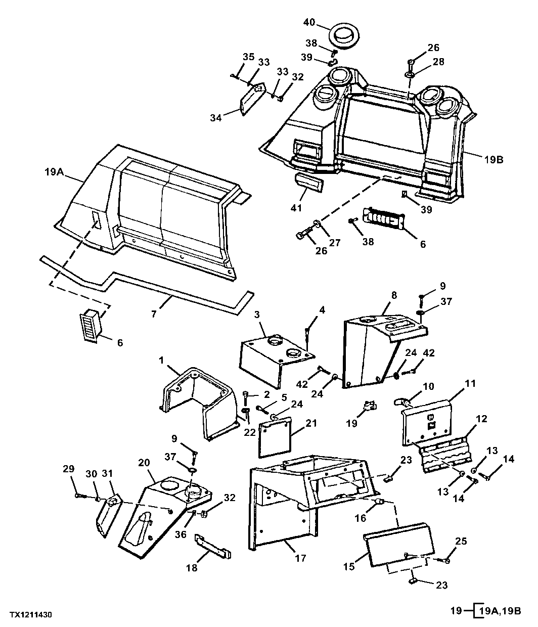 Side Instrument Panel Housing and Stabilizer Control Cover