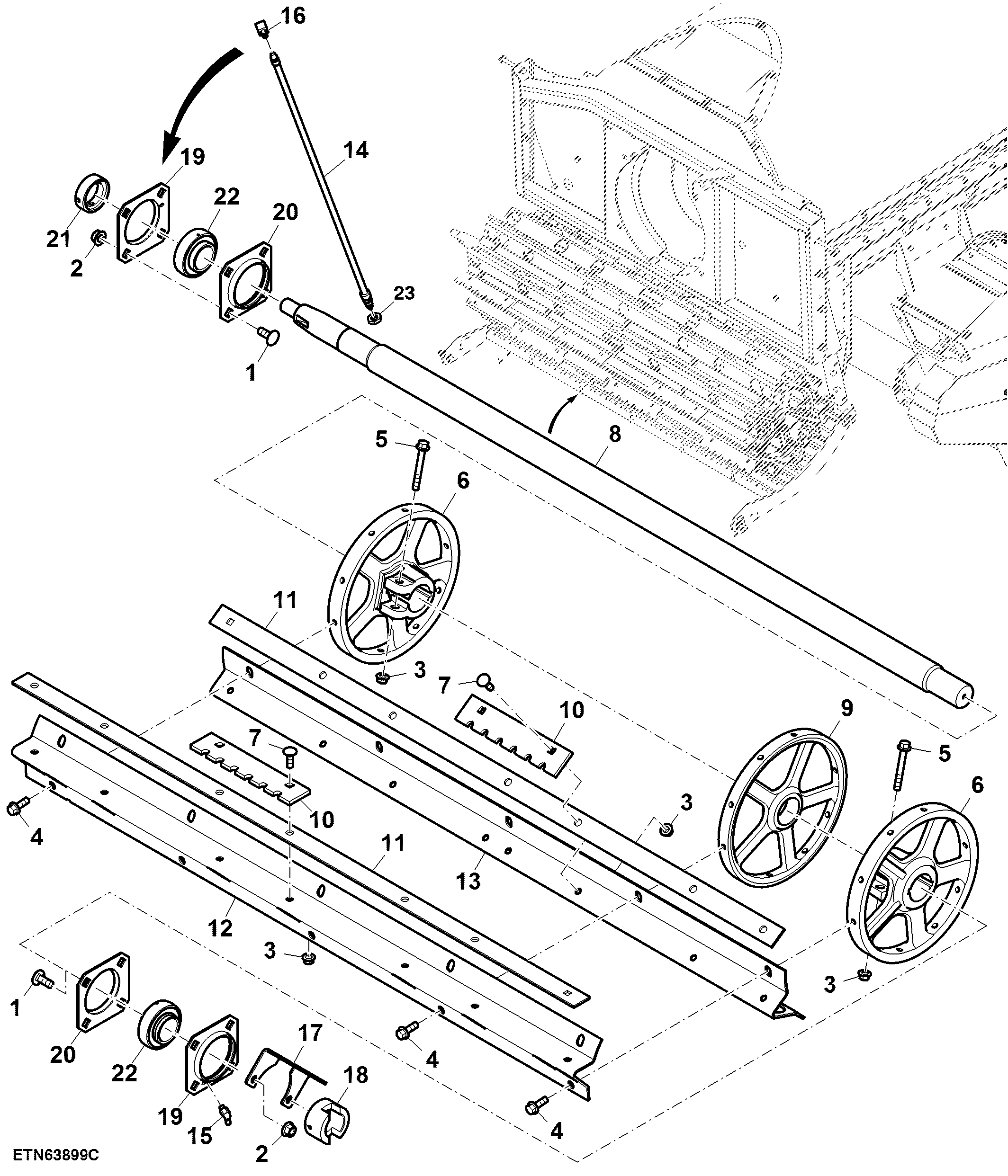 Discharge Beater Assembly - Corn, Long Drive