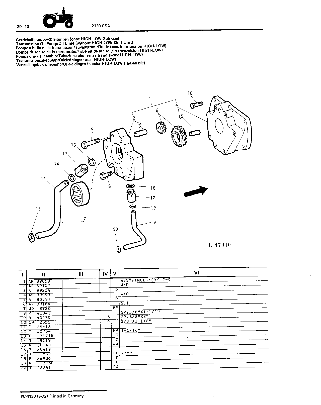 Transmission Oil Pump / Oil Lines (without HIGH-LOW Shift Unit)
