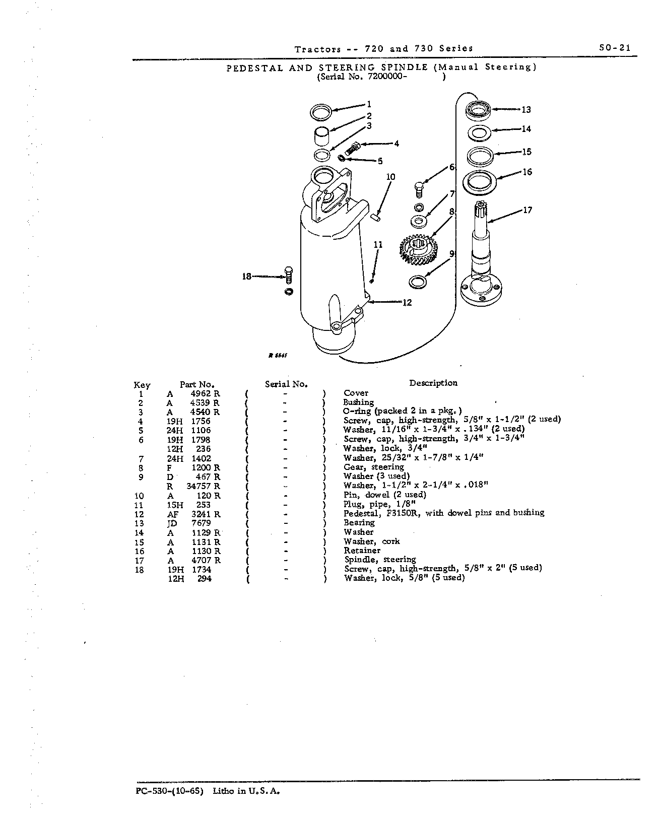 Pedestal and steering spindle (manual steering)