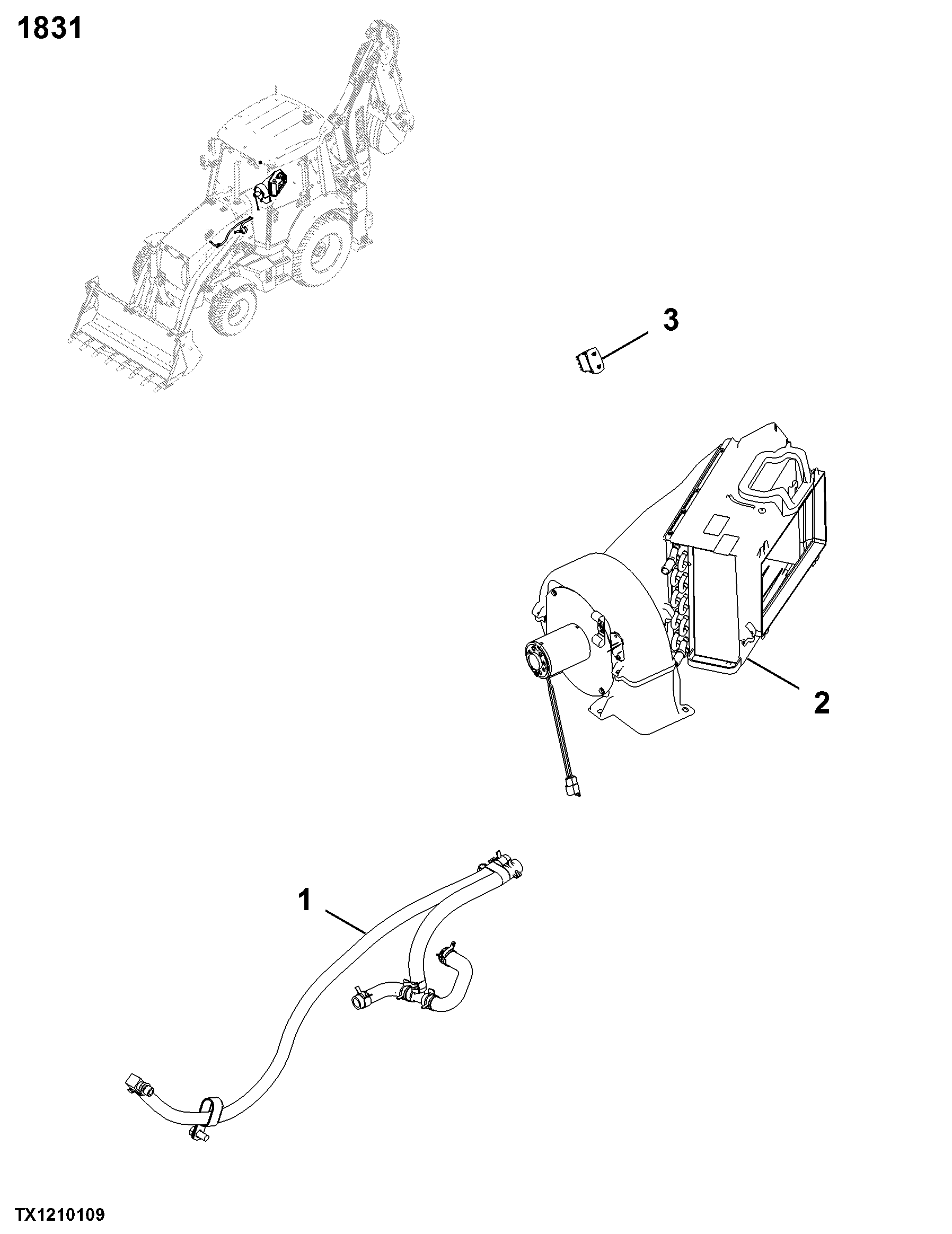 1831 Heater, Hoses and Controls