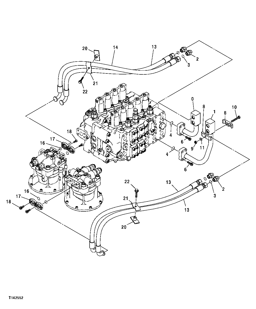 HYDRAULIC HOSES AND LINES (CONTROL VALVE TO SWING MOTOR)
