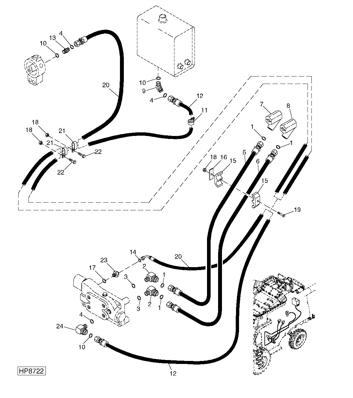 Drive Hydraulic Lines And Hoses, L.H. Side 4-Wheel