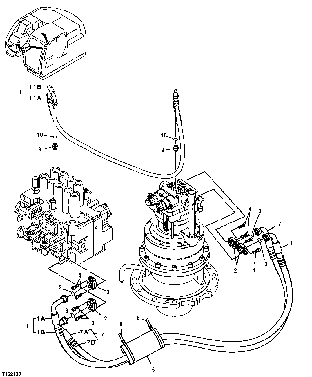 HYDRAULIC LINES (CONTROL VALVE TO SWING MOTOR)
