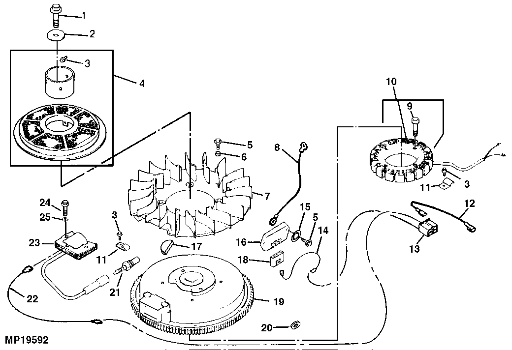 FLYWHEEL, IGNITION COIL AND STATOR (ENGINE MARKED CV15S-41571)