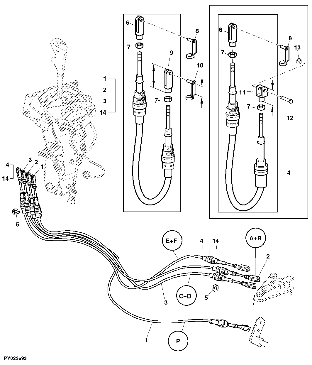 BOWDEN CABLES FOR 6-RANGE SHIFT AND PARK LOCK
