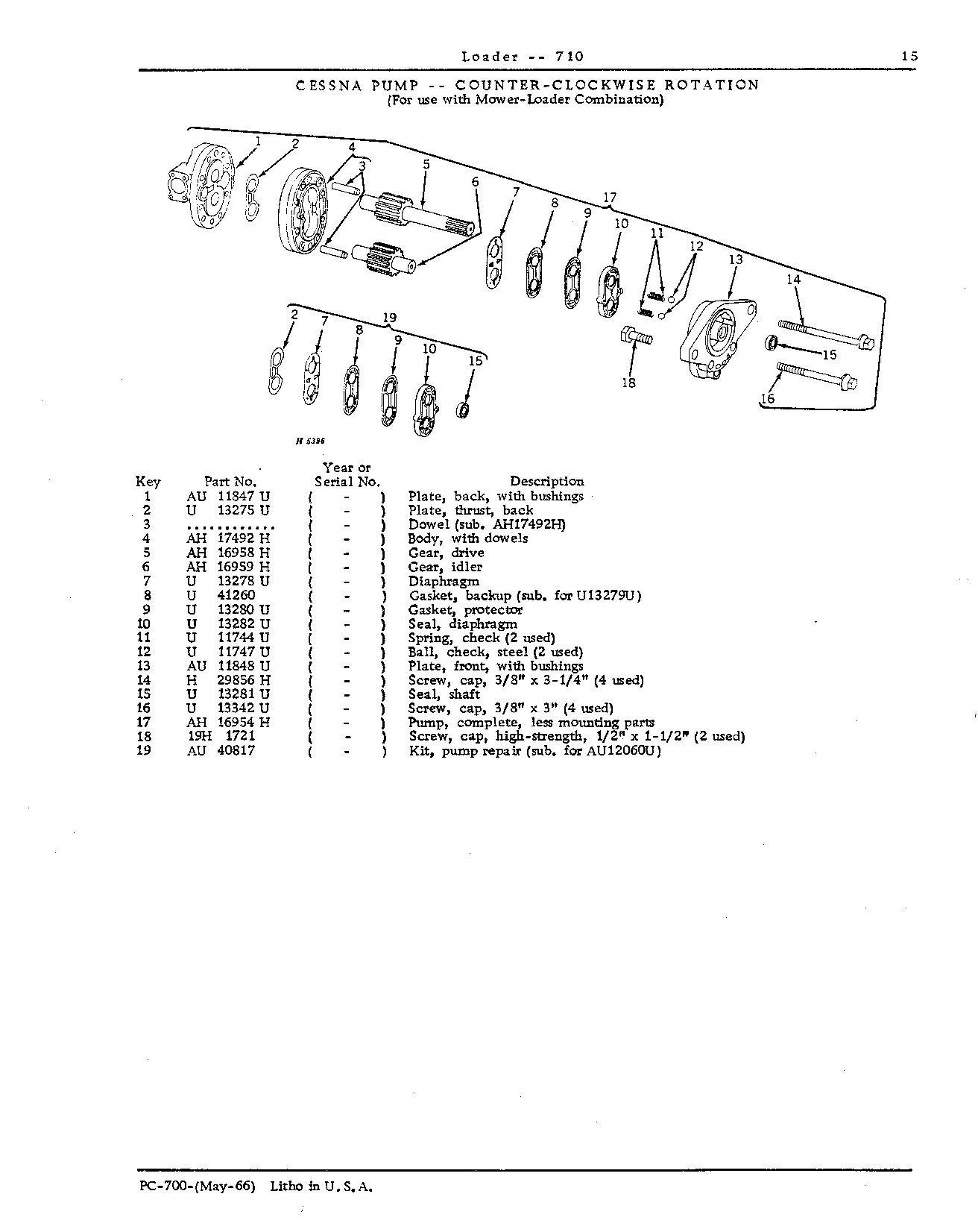 Pump: Cessna - For use with Mower-Loader