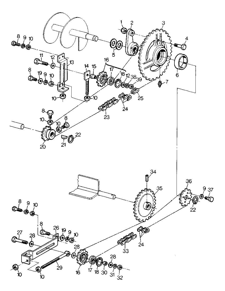 DRIVE - UNLOADING AUGER AND PADDLE ROLL - GRAIN TANK