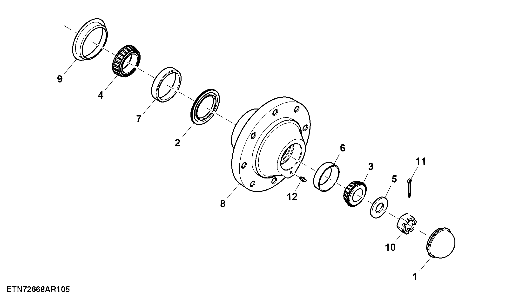Wheel Hub, 2WD Front Axle, W/O Track Extension
