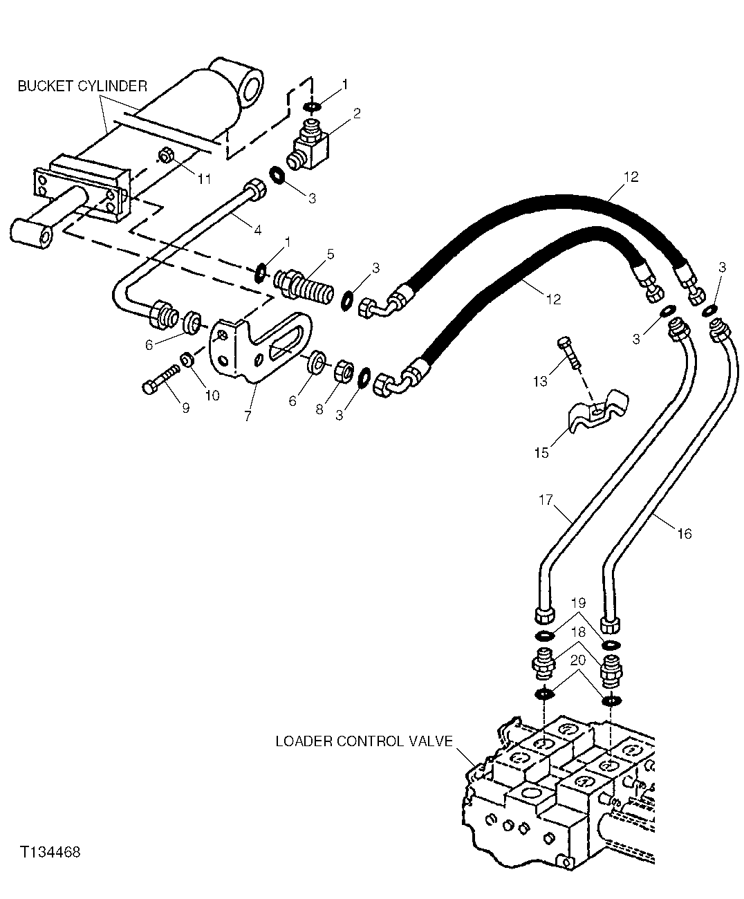 LOADER CONTROL VALVE TO BUCKET CYLINDER HYDRAULICS