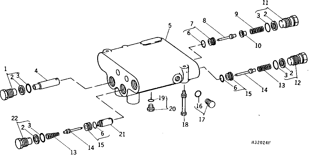 MAIN HYDRAULIC CONTROL VALVE SPRINGS AND POPPETS ( - 620100)