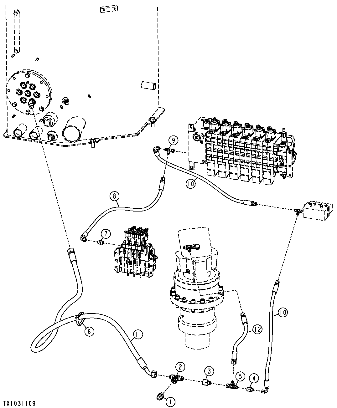 PUMP / SWING DRIVE DRAIN LINES (SN -139729)