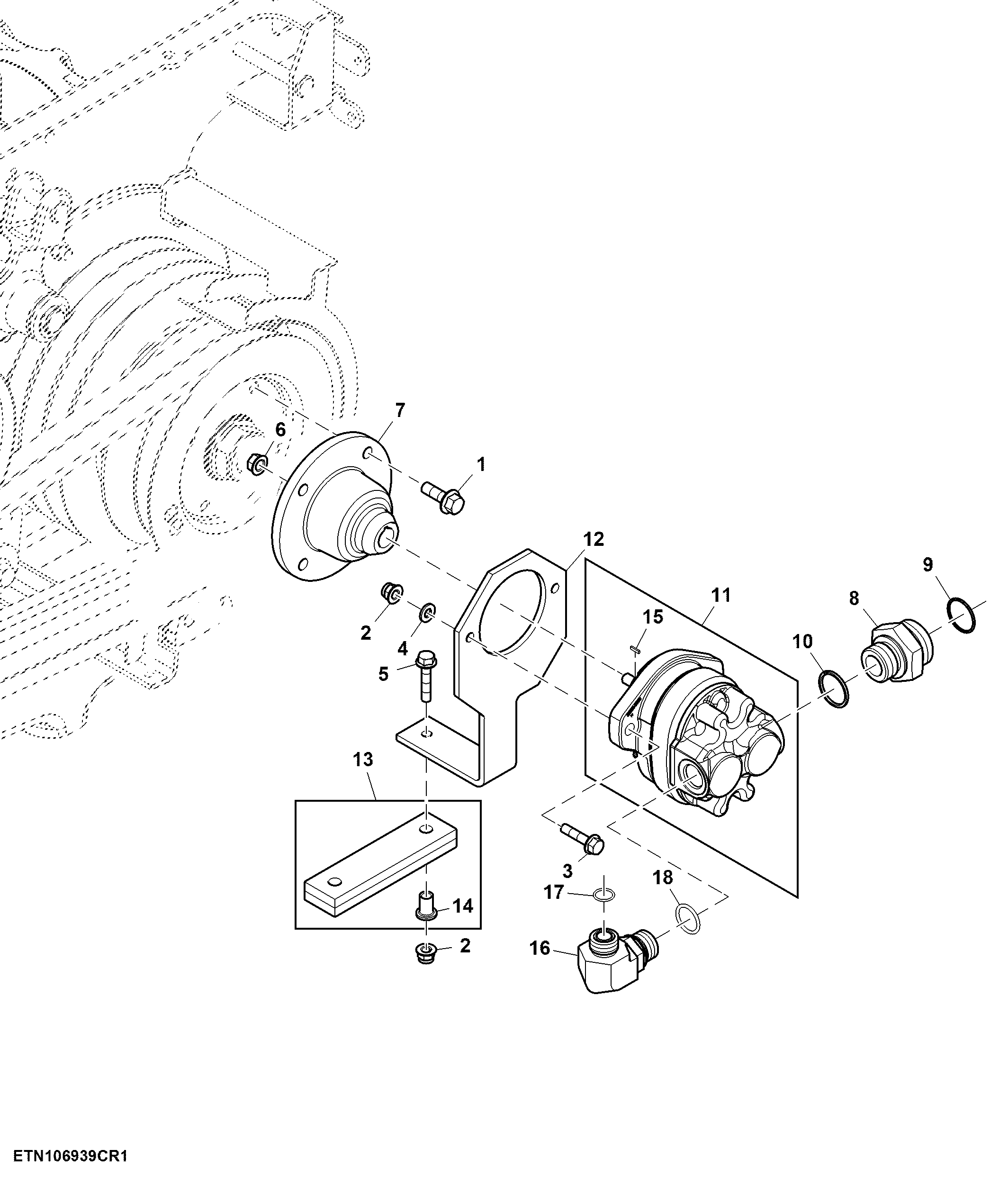 Power Takeoff Lubrication Pump W/O 5 Speed, Final Tier 4