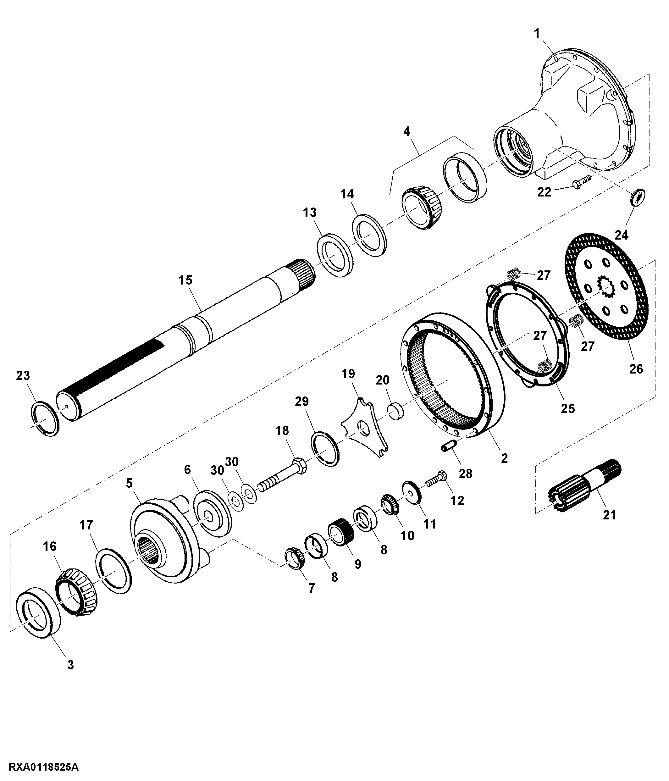 Rear Axle (100 mm), W/ Heavy Duty Planetary Gears, LH