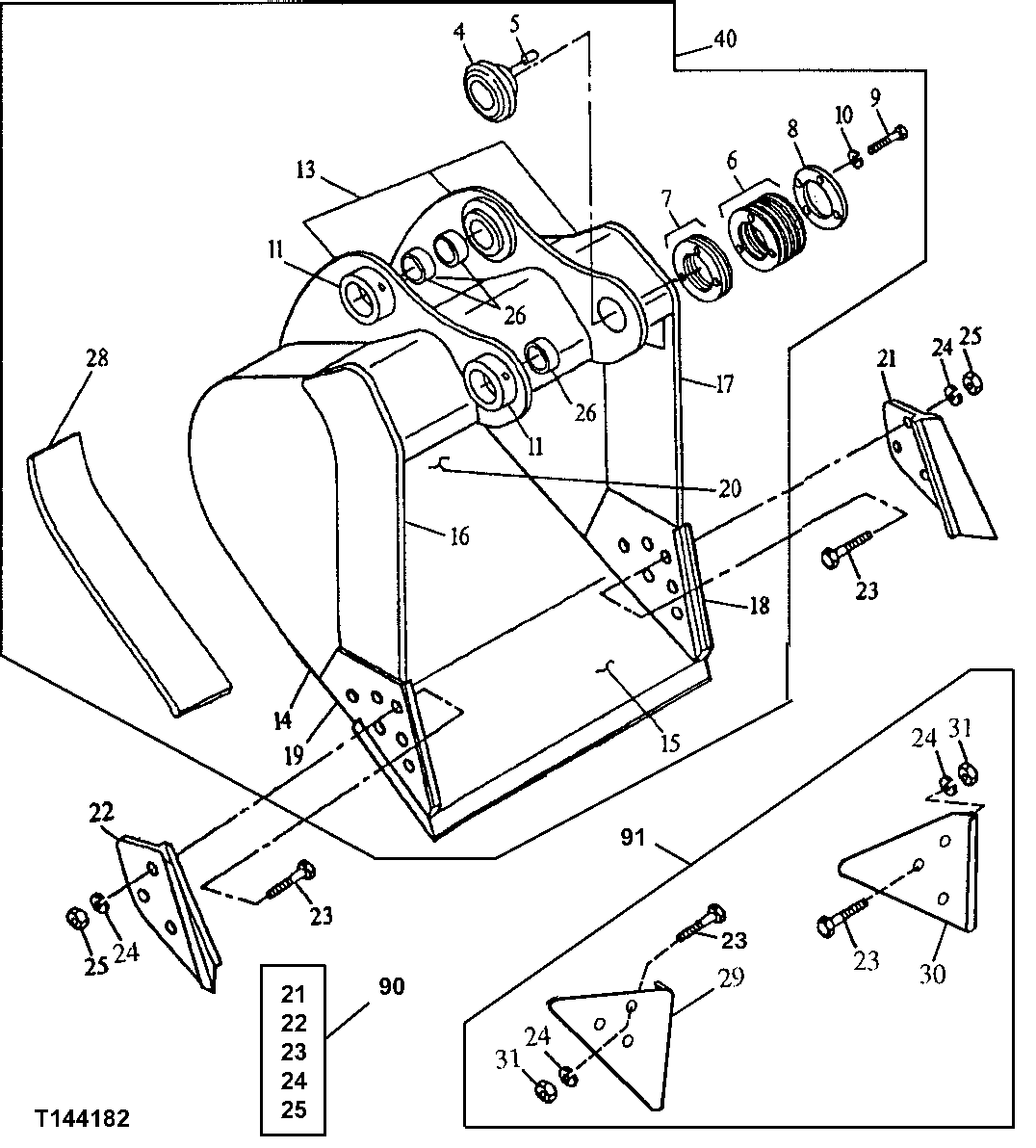 GENERAL PURPOSE BUCKET FOR USE WITH SHORT ARM (ALSO ORDER BUCKET TEETH)