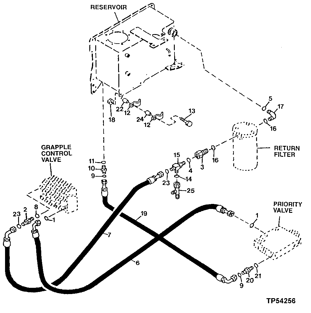 CONTROL VALVE PRESSURE & RETURN HYDRAULICS (SN -596699)