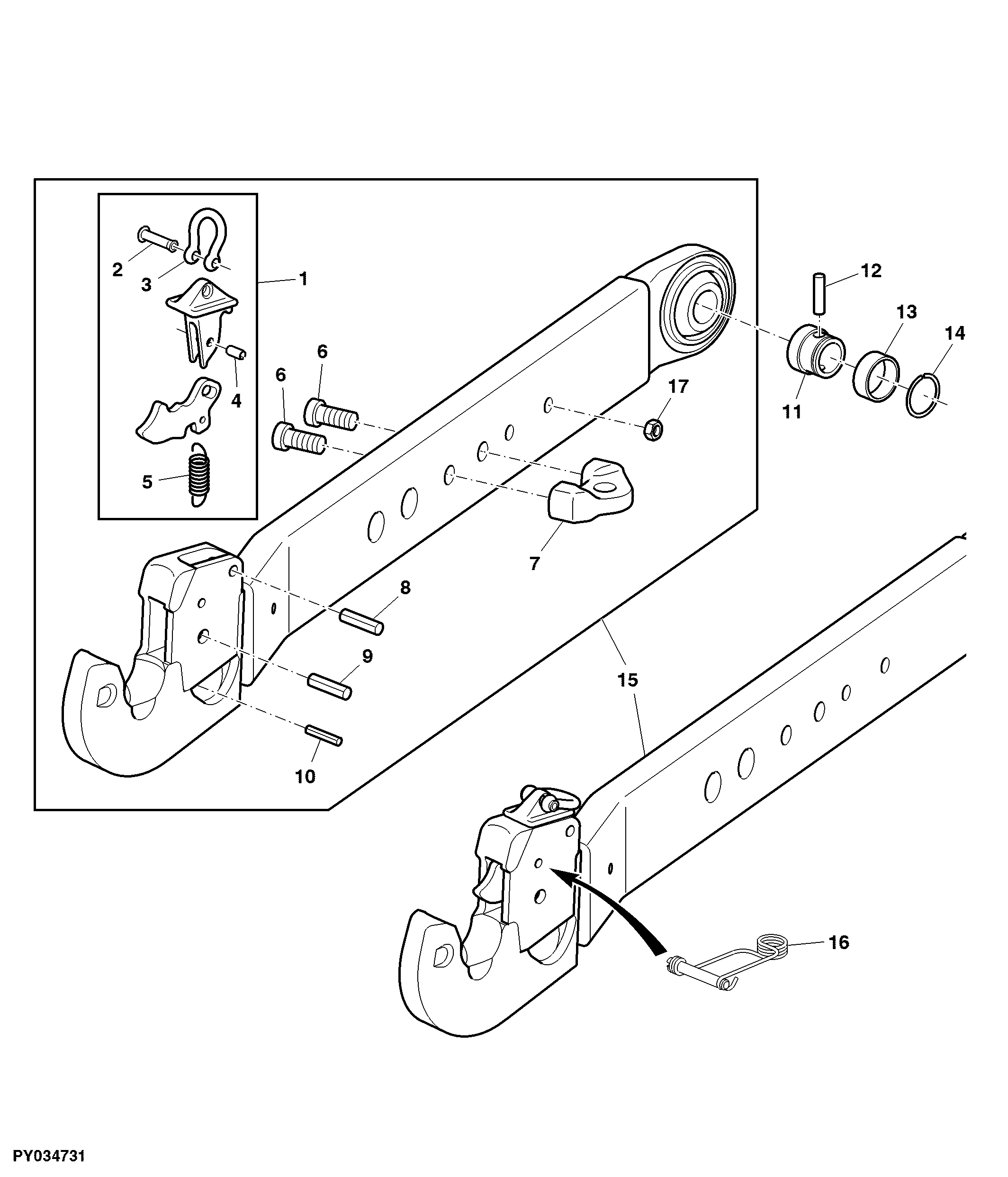 DRAFT LINKS WITH HOOKS FOR PICK-UP HITCH (CATEGORY III N / III E)