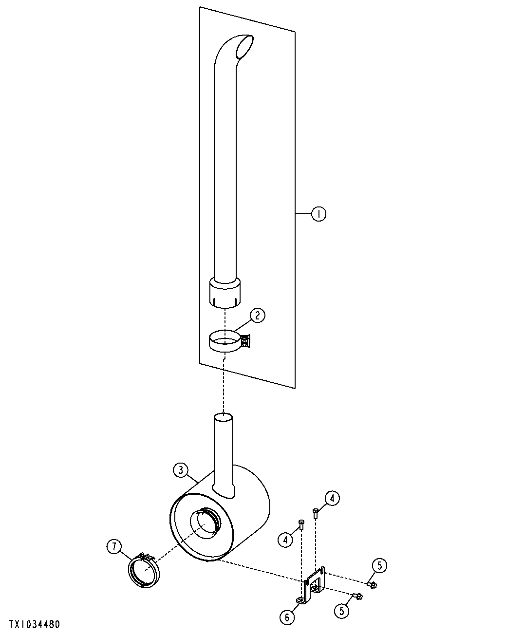 Exhaust Extension and Muffler (Engine 4045HT054)