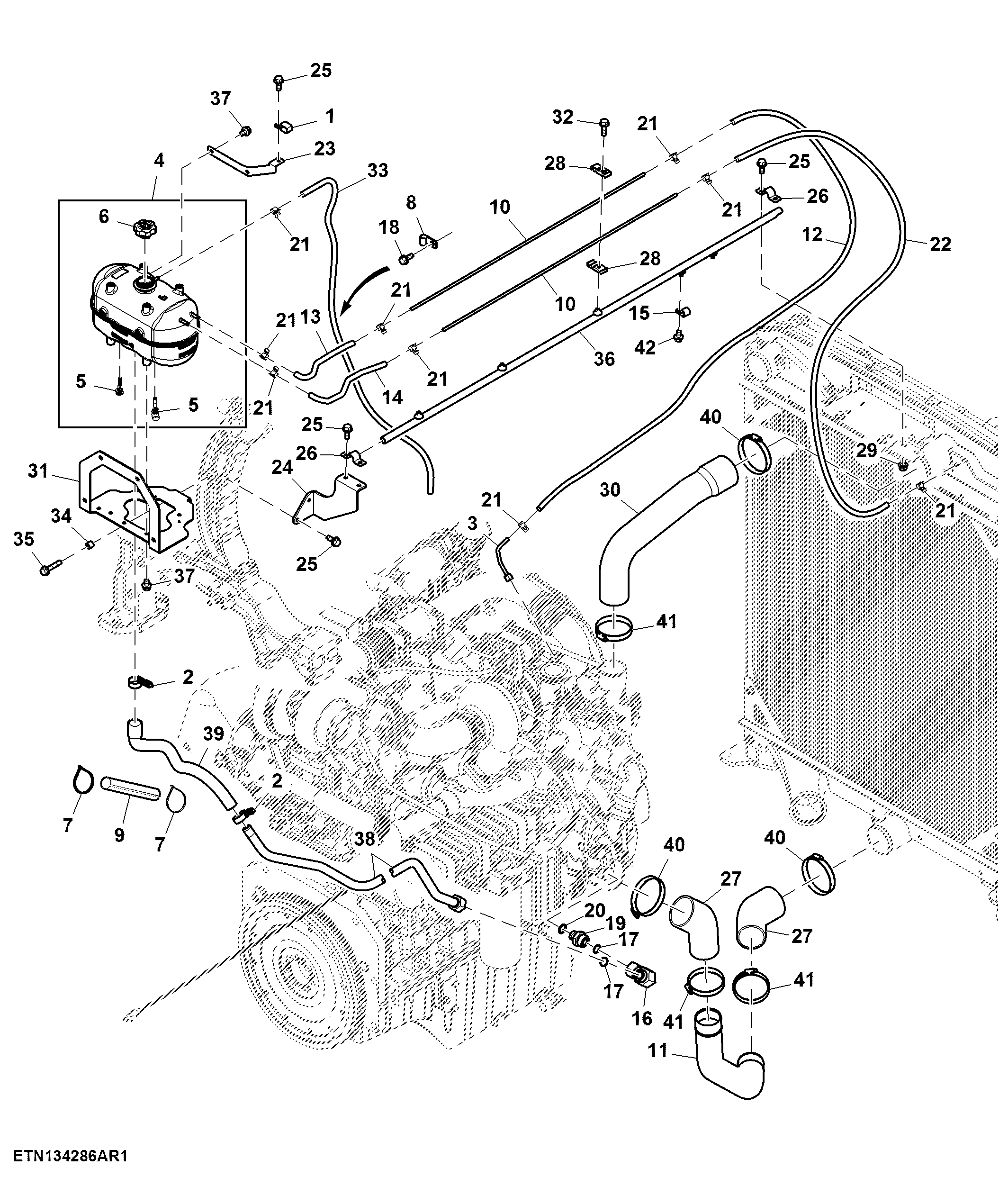 Radiator Hose, 13.5 L, FT4 Engine ( - 919000)
