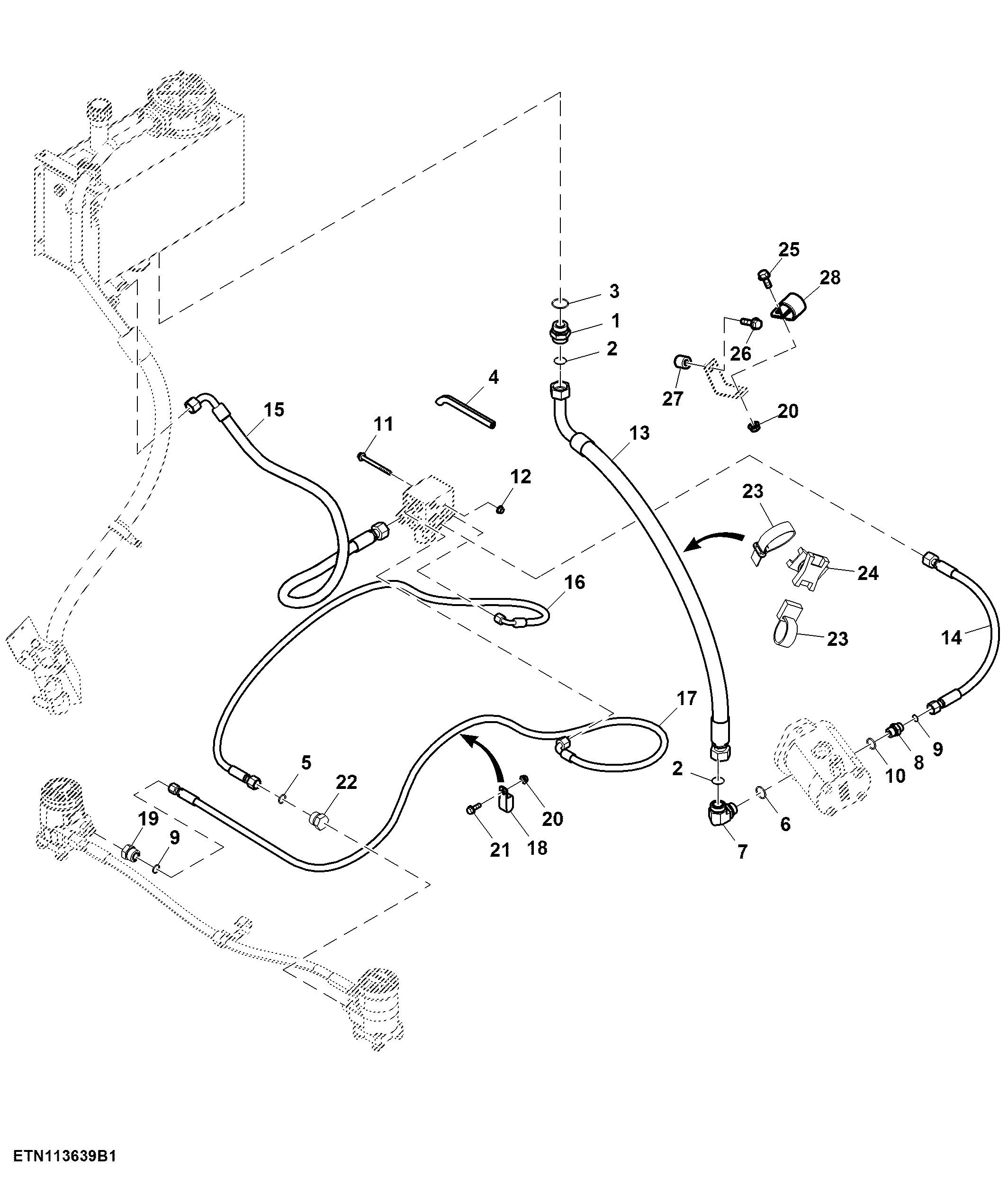 Straw Spreader Hoses, Single Closed Center Hydraulics