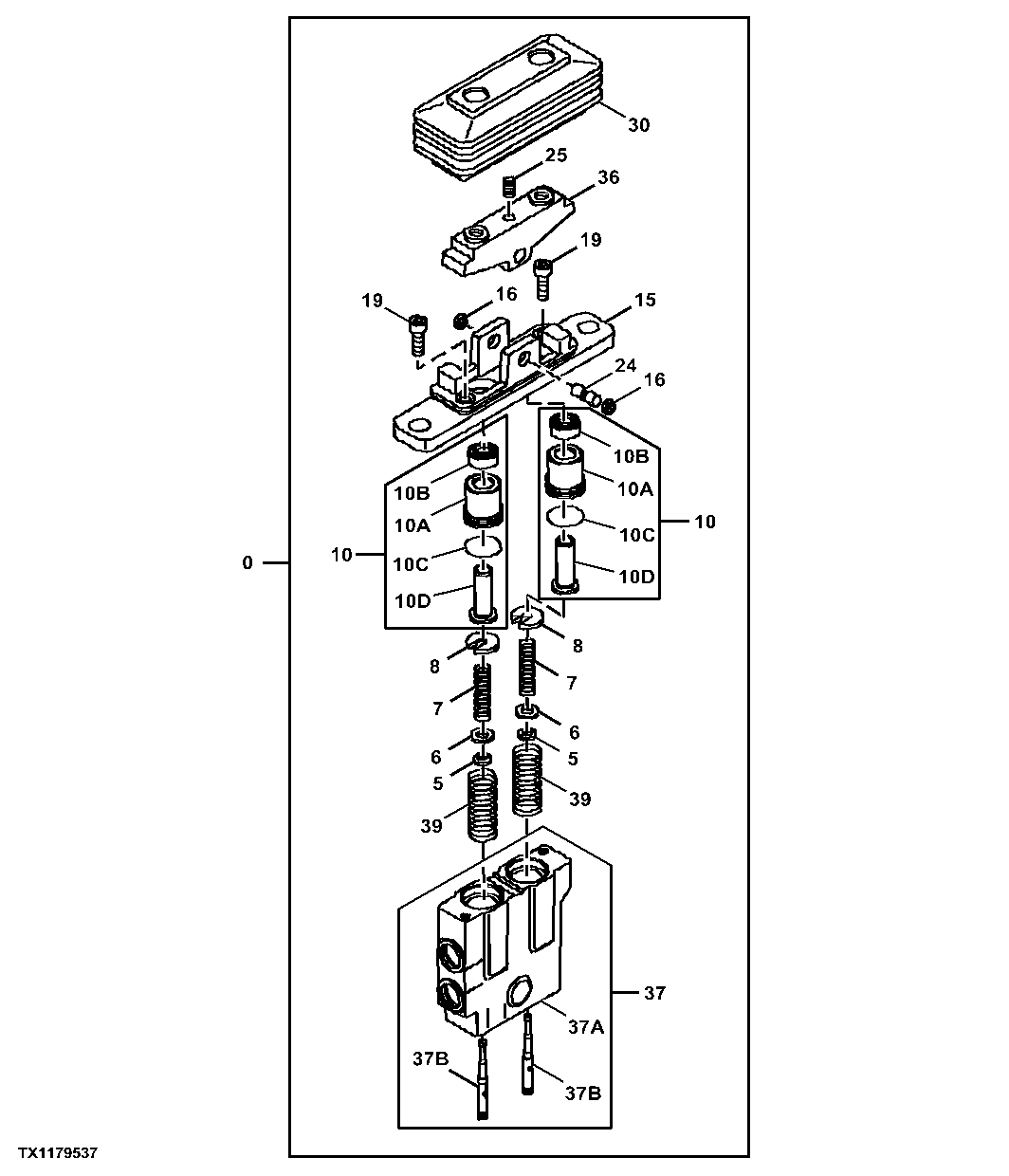 Pilot Control Valve Components, Boom Swing, Blade