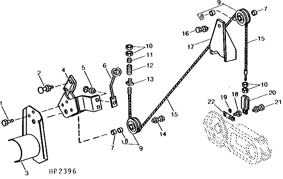 Header Leveling Cables, Shields, And Mounting (Sidehill) (Left-Hand Illustrated) (610301 - )