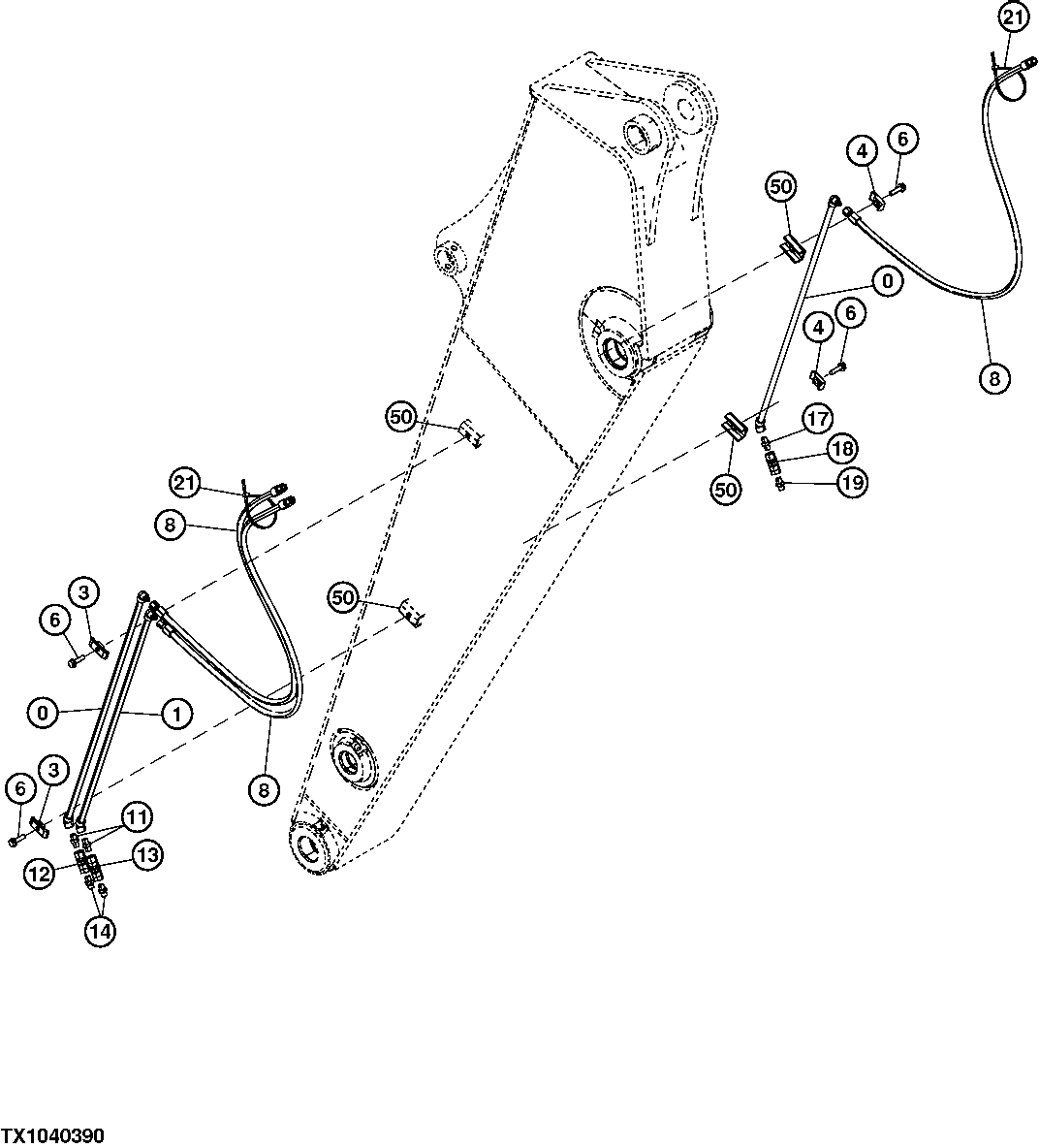 Arm Low Flow Auxiliary Lines (2.91m) (Mono Boom)
