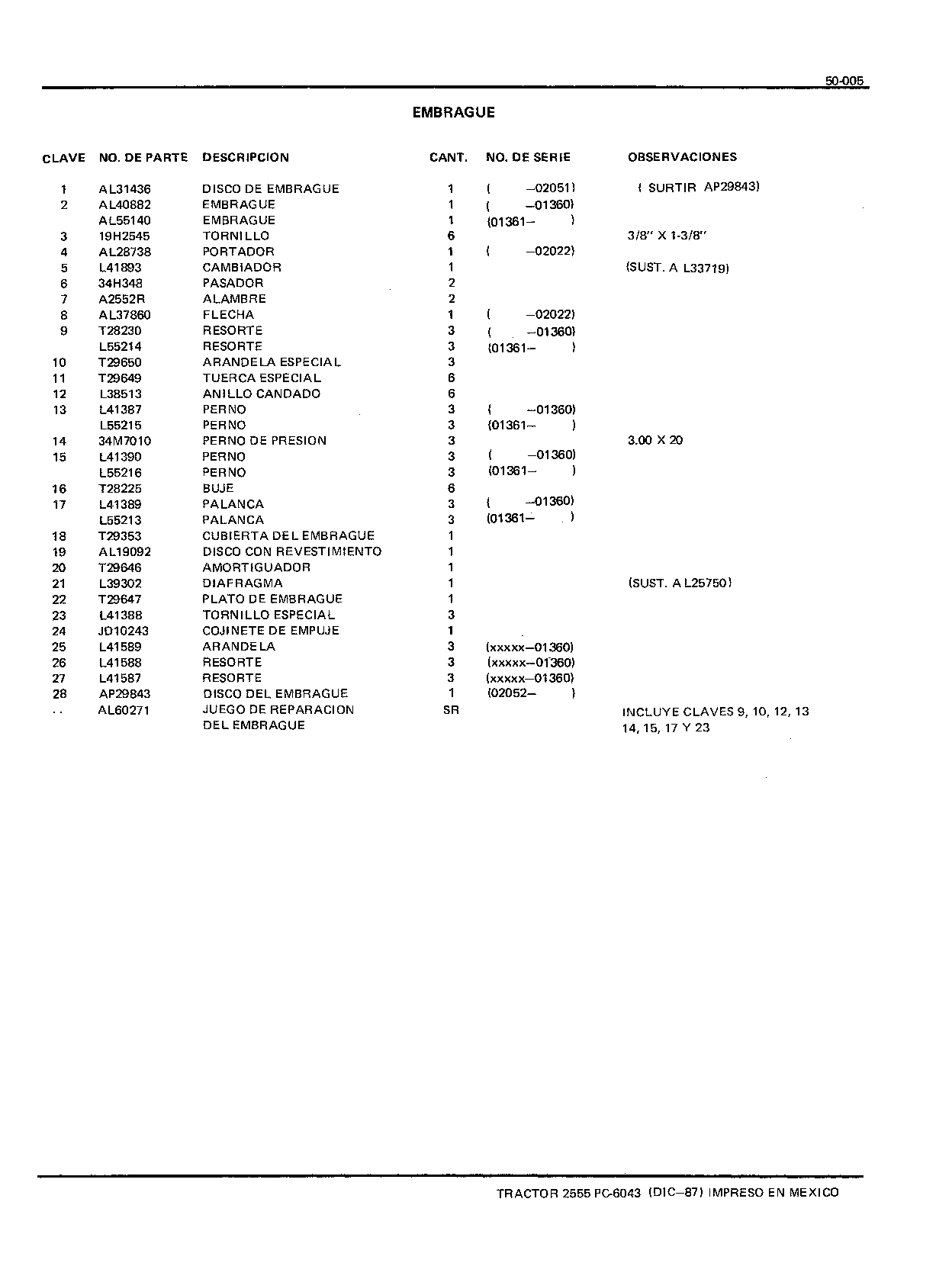 Embrague (Continued)