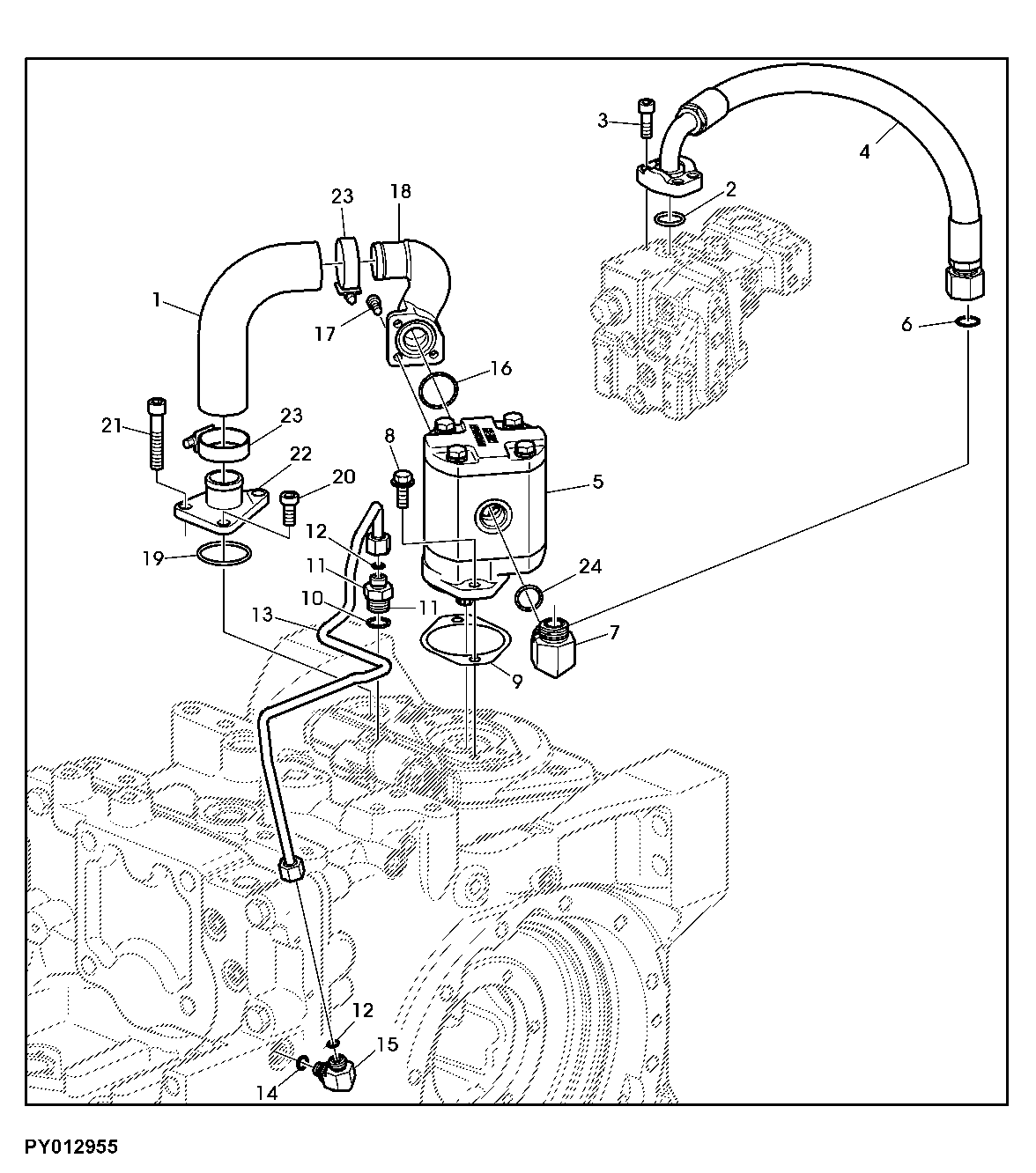 HYDRAULIC PUMP (28 CM3) WITH SUCTION AND PRESSURE HOSE