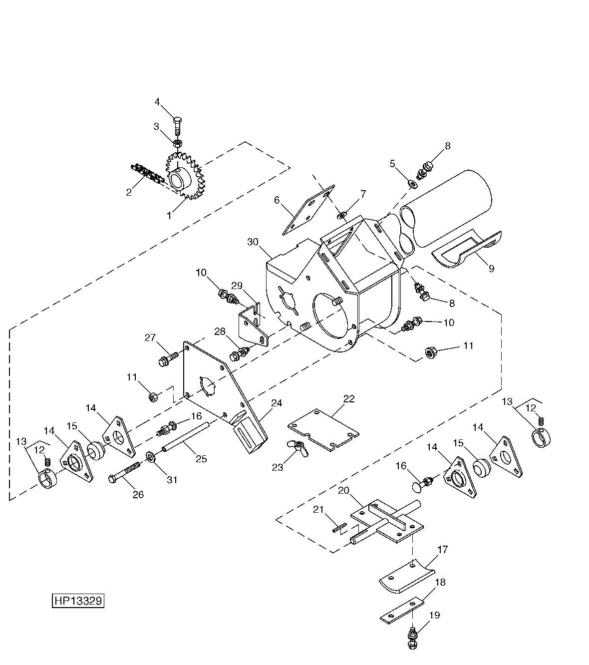 UPPER TAILINGS AUGER HOUSING AND PADDLE ASSEMBLY
