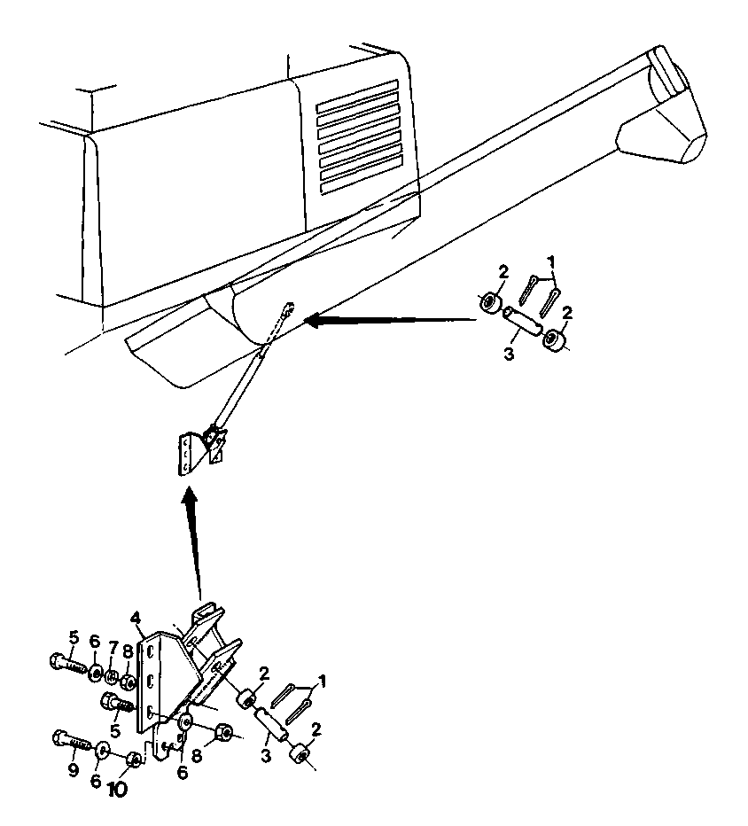 HYDRAULIC CYLINDER SUPPORTS FOR UNLOADING AUGER