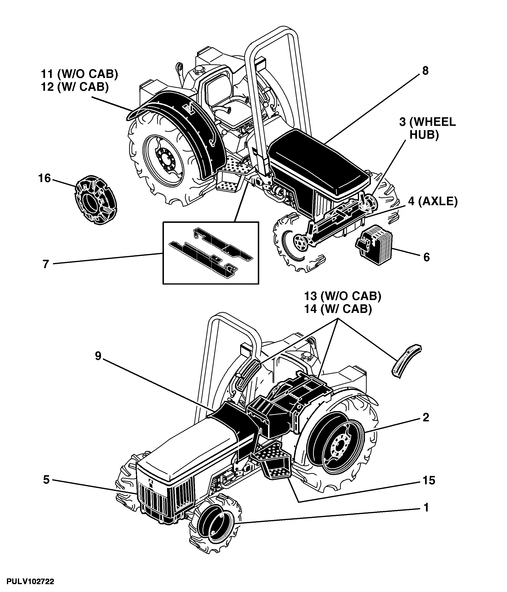 80 Wheels, Non-Powered Axles, Sheet metal Tractor